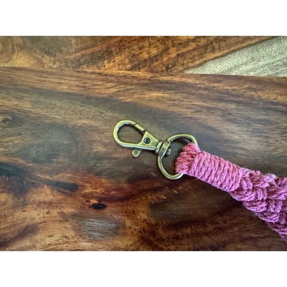 Pink Wristlet Purse Strap Macrame Pink Bag Charm Keychain Accessory NEW - Picture 2 of 4